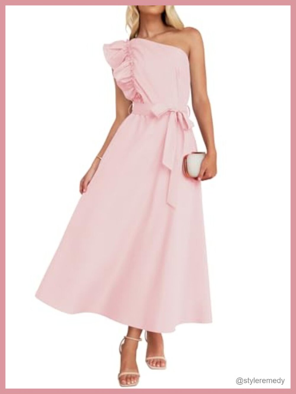 One Shoulder Ruffle Maxi Dress Sleeveless Empire Waist Backless Summer